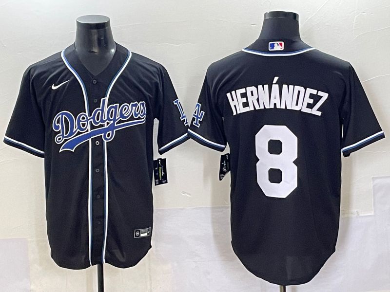 Men 2025 Los Angeles Dodgers #8 Hernandez Black Three generations Fashion Nike MLB Jersey style 7041